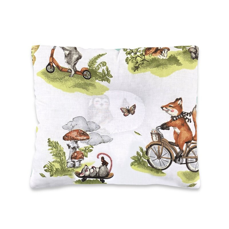 Perna bebelus, Qmini, Profilata, Cu functie anti-soc, Pufoasa, Din bumbac, Material certificate Oeko Tex Standard 100, 23x26 cm, Fox on bikes Natural [1]