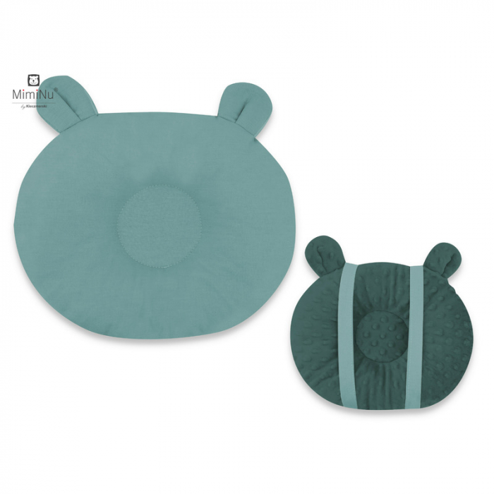 Perna bebelusi, MimiNu, Ursulet, Multifunctionala, Cu doua fete, Tesatura pufoasa minky si bumbac, Materiale certificate Oeko Tex Standard 100, Colectia Royal, Minky Nepal Green [1]