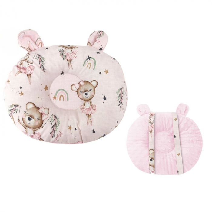 Perna bebelusi, MimiNu, Ursulet, Multifunctionala, Cu doua fete, Tesatura pufoasa minky si bumbac, Materiale certificate Oeko Tex Standard 100, Design, Minky Little Ballerina Pink [1]