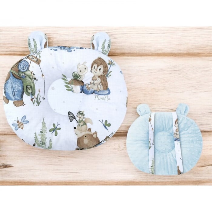 Perna bebelusi, MimiNu, Ursulet, Multifunctionala, Cu doua fete, Tesatura pufoasa minky si bumbac, Materiale certificate Oeko Tex Standard 100, Design, Minky Let\'s Go Blue [2]