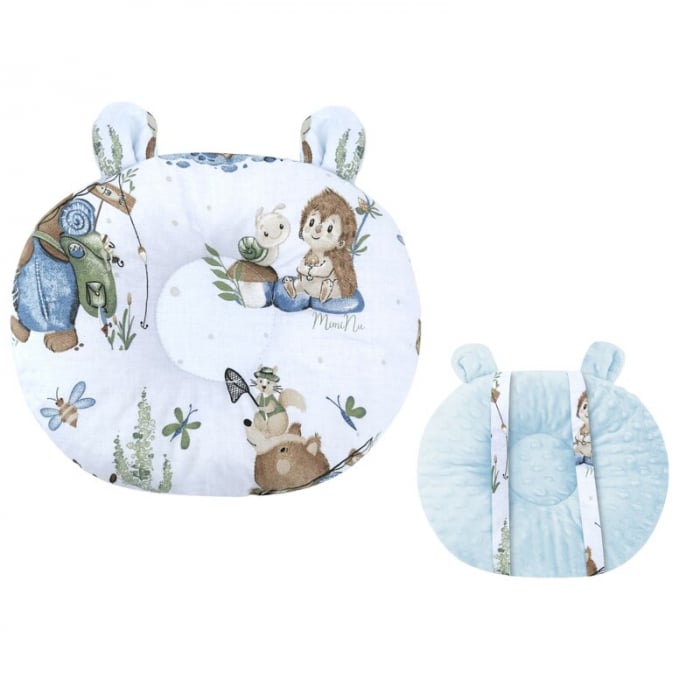 Perna bebelusi, MimiNu, Ursulet, Multifunctionala, Cu doua fete, Tesatura pufoasa minky si bumbac, Materiale certificate Oeko Tex Standard 100, Design, Minky Let\'s Go Blue [1]