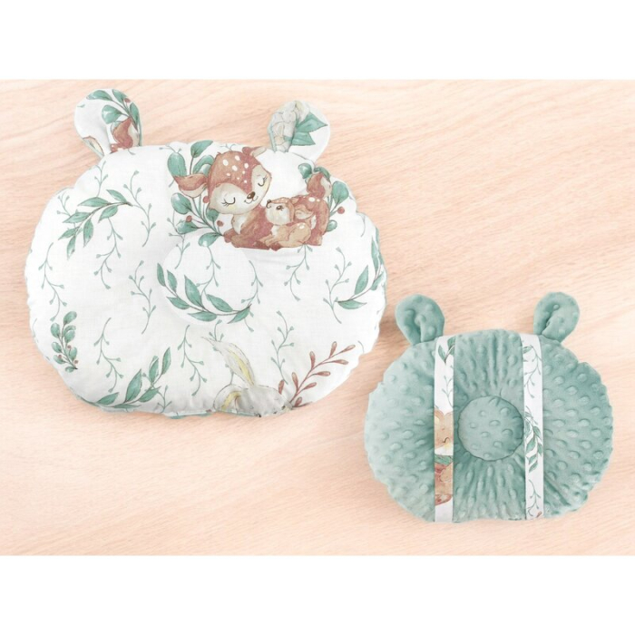 Perna bebelusi, MimiNu, Ursulet, Multifunctionala, Cu doua fete, Tesatura pufoasa minky si bumbac, Materiale certificate Oeko Tex Standard 100, Minky Cold Mint/ Lulu Natural [2]