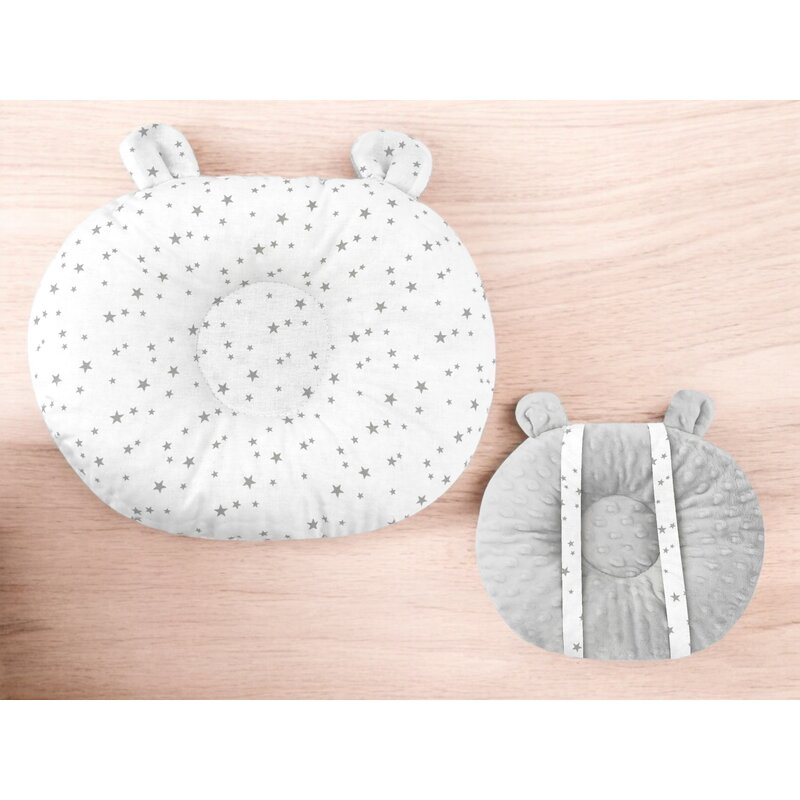 Perna bebelusi, MimiNu, Ursulet, Multifunctionala, Cu doua fete, Tesatura pufoasa minky si bumbac, Materiale certificate Oeko Tex Standard 100, Minky Mini Gray Stars [2]