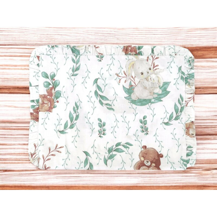 Perna clasica de dormit, MimiNu, Cu volanas, Cu husa detasabila cu fermoar, Din bumbac certificat Oeko Tex Standard 100, Pentru patut, carucior, balansoar, 30x40 cm, Lulu Natural [2]