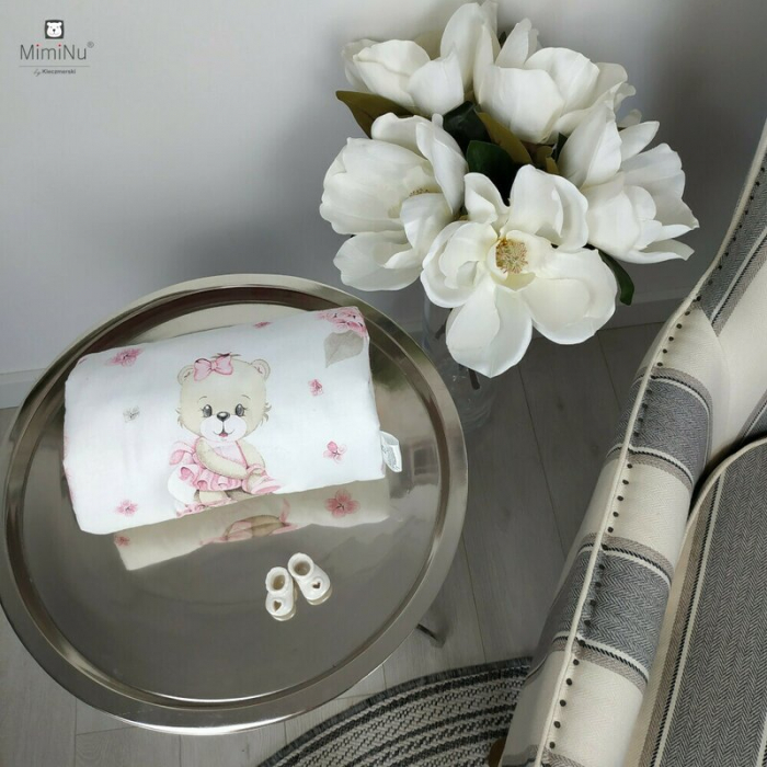 Perna pentru alaptat, MimiNu, Tip manson, Din bumbac certificat Oeko Tex Standard 100, 25 cm, Design, Pink Ballerina [4]