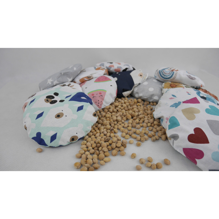 Pernuta anticolici, Qmini, Umpluta cu samburi de cirese, Cu husa din bumbac, Diametru 14 cm, Grey Stars [7]