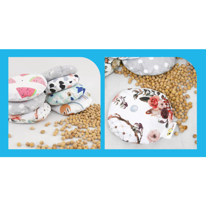 Pernuta anticolici, Qmini, Umpluta cu samburi de cirese, Cu husa din bumbac, Diametru 14 cm, Grey Stars [10]