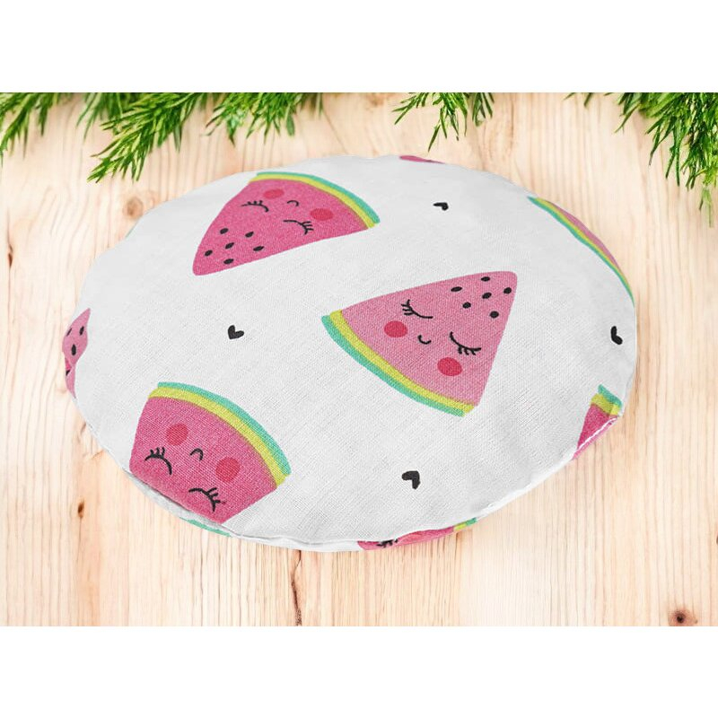 Pernuta anticolici, Qmini, Umpluta cu samburi de cirese, Cu husa din bumbac, Diametru 14 cm, Watermelon [2]
