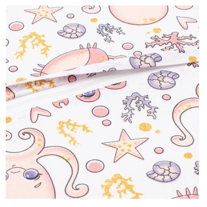 Pernuta inaltator, New Baby, Animale marine, Din spuma poliuretanica, Cu husa detasabila, Din bumbac, Grosime 8 cm, Roz [2]