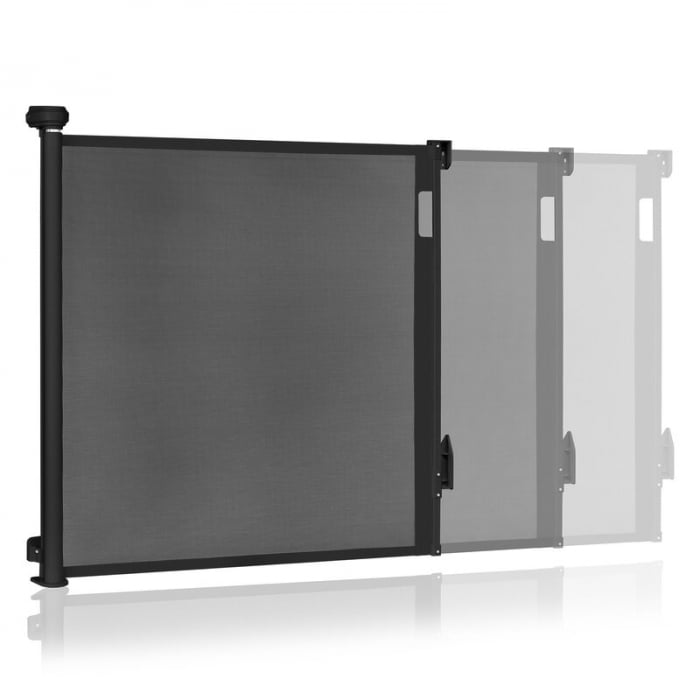 Poarta de siguranta, Lionelo, Thea, Cu suruburi, Textila, Retractabila, Mecanism dublu de blocare, Montaj universal, 80x140 cm, Conform cu standardul european de securitate EN1930, Negru [6]