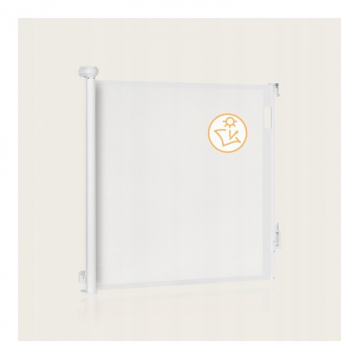 Poarta de siguranta, Lionelo, Thea, Textila, Ofera vizibilitate, Retractabila, Mecanism dublu de blocare, Montaj universal, 80x140 cm, Conform cu standardul european de securitate EN1930, Alb [18]