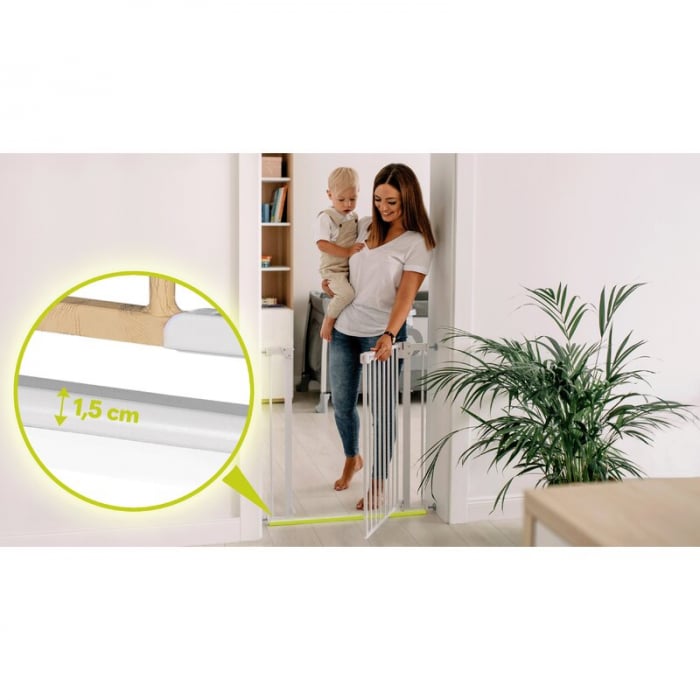 Poarta de siguranta, Lionelo, Truus Slim, Prin presiune, 105 cm, Conform cu standardul europeane de securitate EN1930, Gri/Natur [12]
