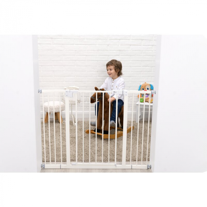 Poarta siguranta, Qmini, Thor, 74 - 109.4 cm, Inchidere automata, Sistem dublu de blocare, Otel, Garantie extinsa:3 ani, ASTM1004 si EN1930-2011, Alb [13]