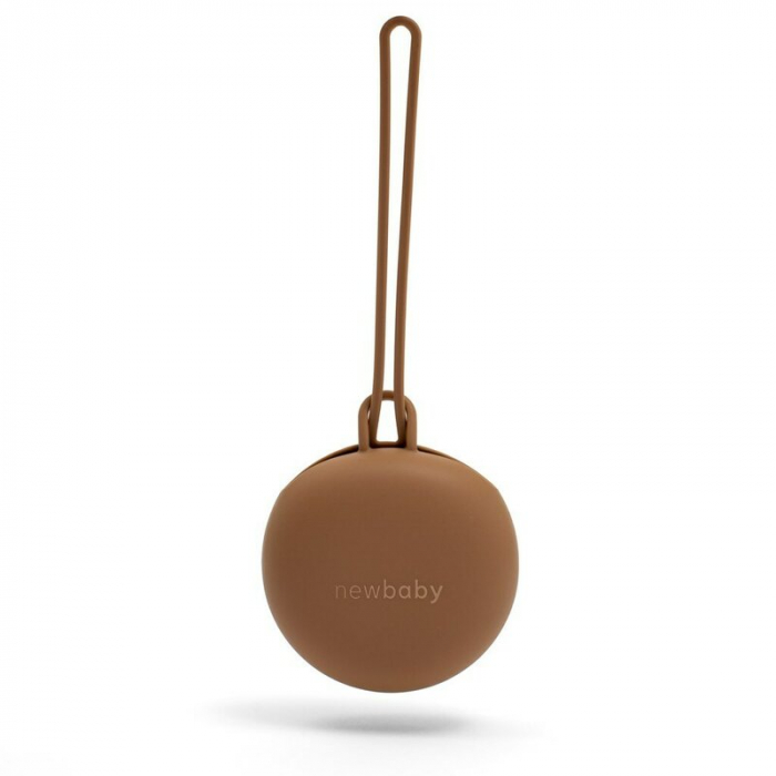 Port suzeta, New Baby, Cu lant, Protejeaza de murdarie, Silicon, Fara BPA, 0 luni+, Brown [1]
