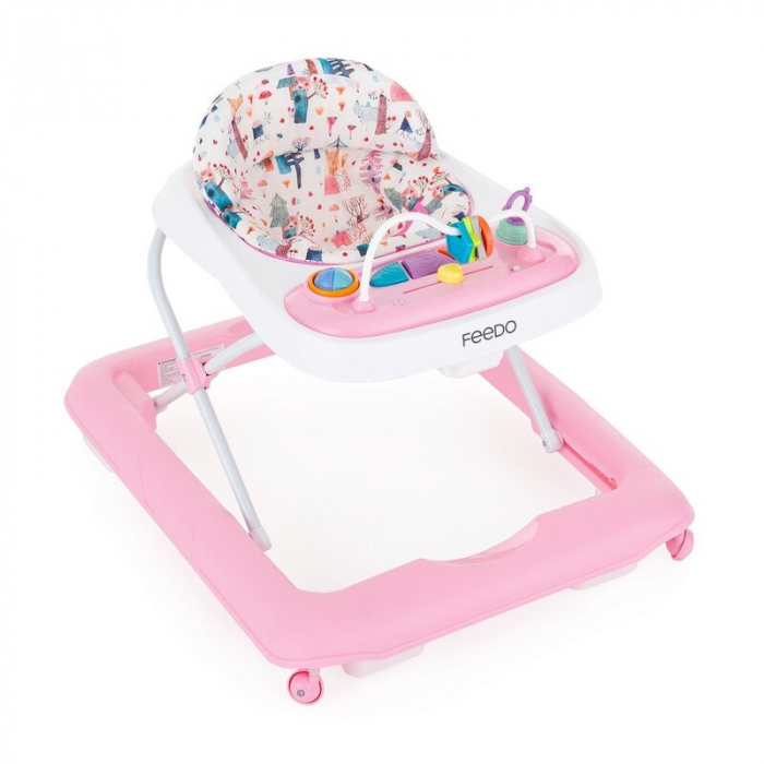 Premergator, Feedo, Pliabil, Cu panou de joaca inclus, Cu inaltime reglabila in 3 pozitii, Cu sistem de franare, Dezvolta abilitatile motorii si senzoriale, Greutate maxima suportata 12 kg, 6 luni+, P [1]