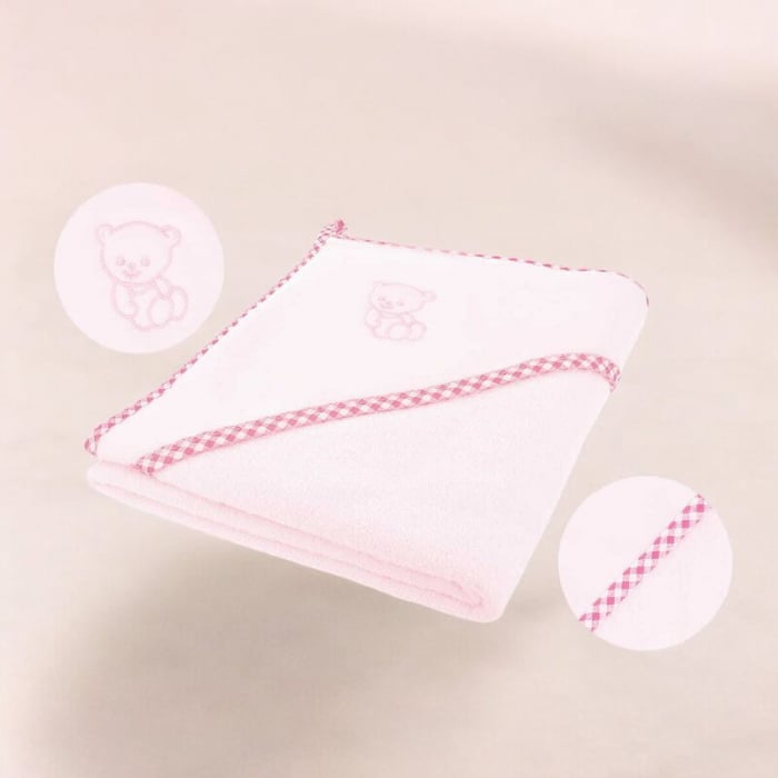 Prosop cu gluga, Qmini, Din bumbac, 80x80 cm, Pink [3]