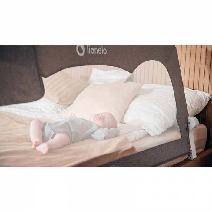 Protectie laterala pat, Lionelo, Hanna, Cu buzunar accesorii, 150x66 cm, Conform cu standardul european de securitate BS7072, Bej [10]
