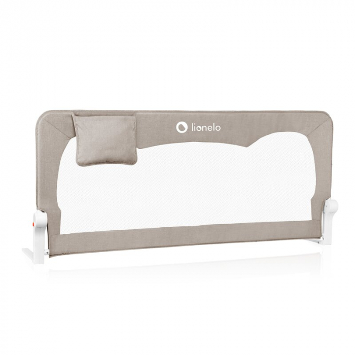 Protectie laterala pat, Lionelo, Hanna, Cu buzunar accesorii, 150x66 cm, Conform cu standardul european de securitate BS7072, Bej [3]