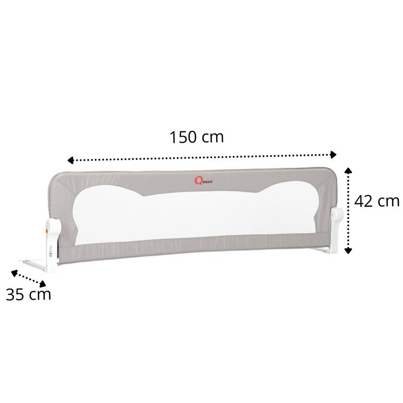 Protectie laterala pat, Qmini, Rhea, 150 x 42 cm, Inaltimea 42 cm, Instalare usoara, Cu inclinare la 180 grade, Grey [2]