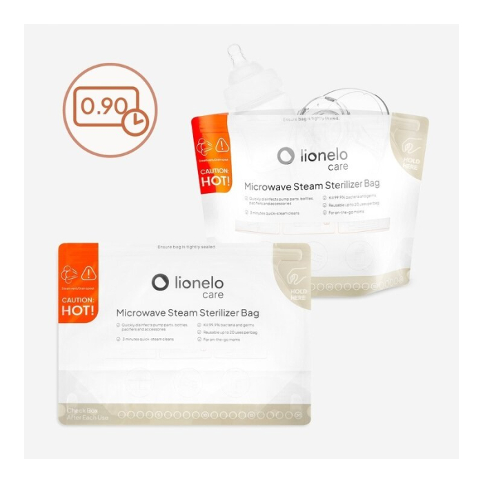 Pungi sterilizare microunde, Lionelo, Thermbag, Fara BPA, Sterilizare in 90 de sec., Elimina 99,9% dintre bacterii, Reutilizabile, 21x29 cm, 16 buc. [14]