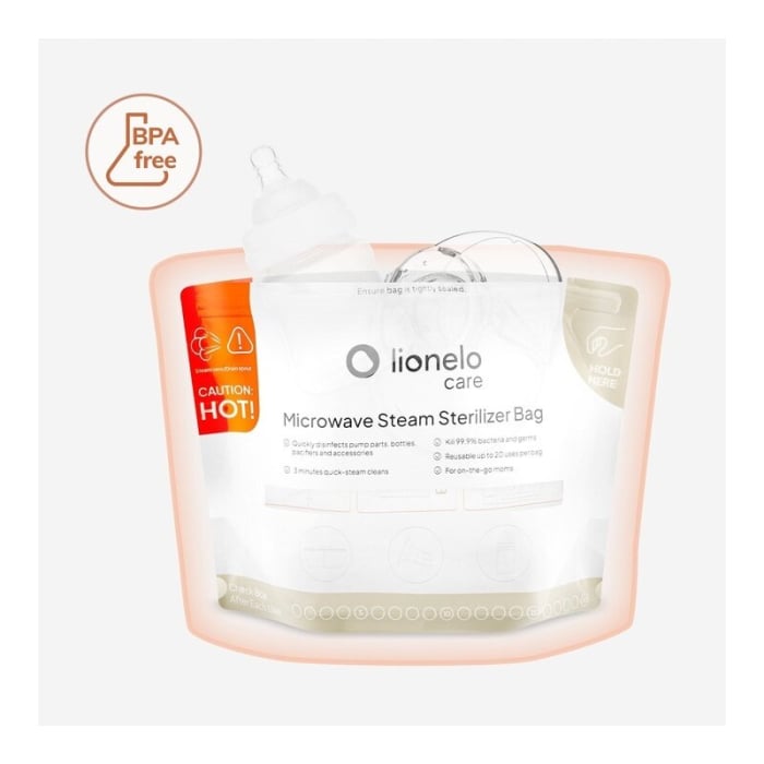 Pungi sterilizare microunde, Lionelo, Thermbag, Fara BPA, Sterilizare in 90 de sec., Elimina 99,9% dintre bacterii, Reutilizabile, 21x29 cm, 8 buc. [5]