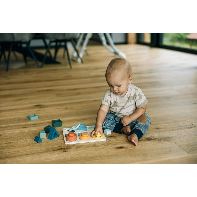 Puzzle copii, Free2Play, Din lemn, Cu sortare forme, Incurajeaza imaginatia, Dezvolta abilitatile motorii fine si coordonarea ochi-mana, 22,2x22,2x4,2 cm, 12 luni+, Multcolor [8]