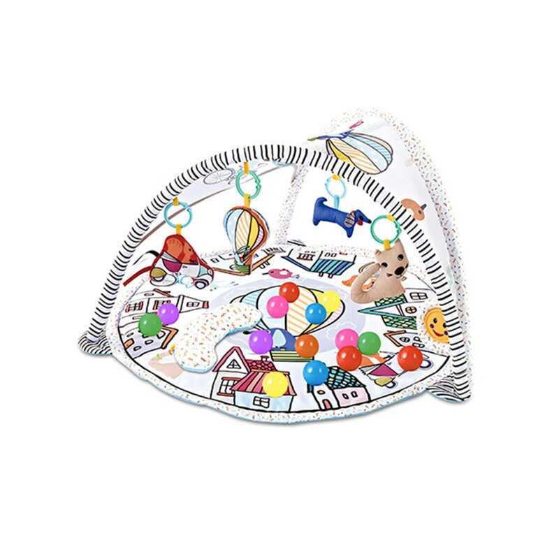 Qmini - Salteluta interactiva Abby , Cu muzica, 20 bile, 6 jucarii , Pentru activitati educationale, din Poliester, 85x85 cm, Multicolor, Resigilat [1]