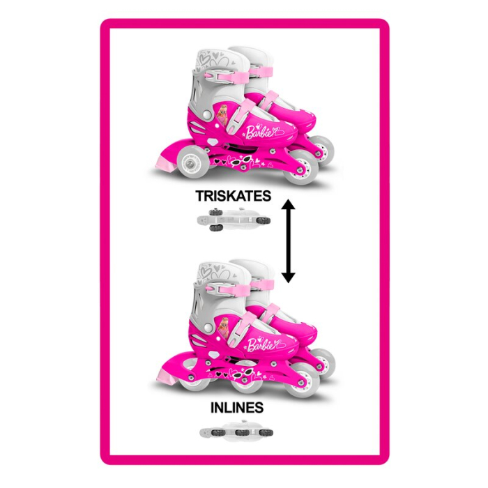 Role, Stamp, De la incepator la avansat, Cu 3 roti, Ajustabile, Inchidere prin velcro, Cu frana, Marime 27-30, Barbie [5]