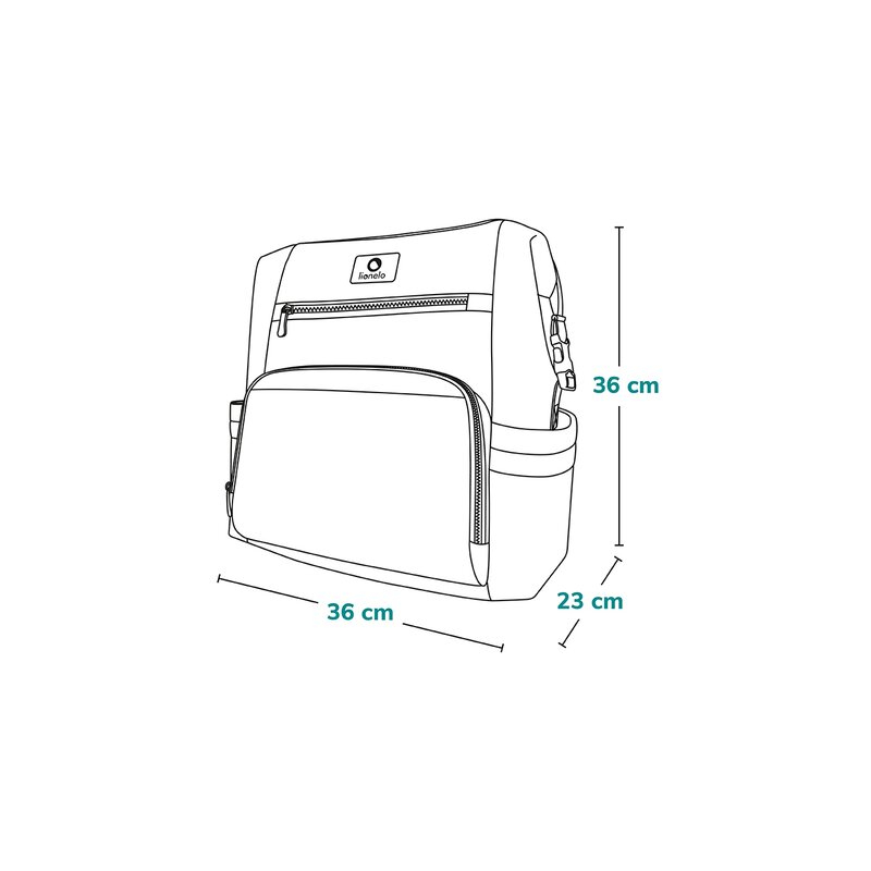 Rucsac impermeabil pentru mamici, Lionelo, Cube, Cu 12 compartimente si salteluta de schimbat, Cu prindere universala de carucior, 36 x 36 x 23 cm, Verde [6]