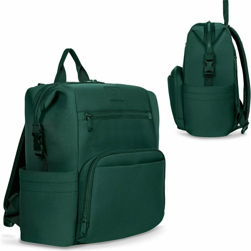 Rucsac impermeabil pentru mamici, Lionelo, Cube, Cu 12 compartimente si salteluta de schimbat, Cu prindere universala de carucior, 36 x 36 x 23 cm, Verde [3]