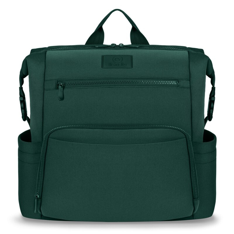 Rucsac impermeabil pentru mamici, Lionelo, Cube, Cu 12 compartimente si salteluta de schimbat, Cu prindere universala de carucior, 36 x 36 x 23 cm, Verde [1]