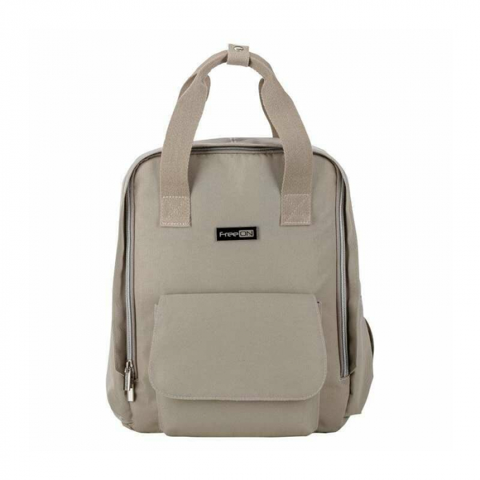 Rucsac pentru mamici, FreeON, Style, Impermeabil, Cu multiple buzunare, Bine compartimentat, Cu prindere universala de carucior, 28x28x12 cm, Grey/Beige [1]