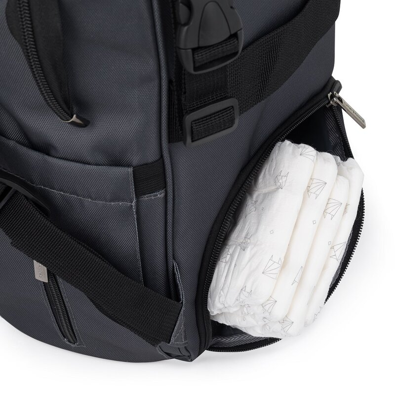 Rucsac pentru mamici, Petite&Mars, Jack, Cu 11 compartimente, Cu buzunare termice, Saltea de infasat inclusa, 30 x 42 x 15 cm, Ultimate Grey [9]