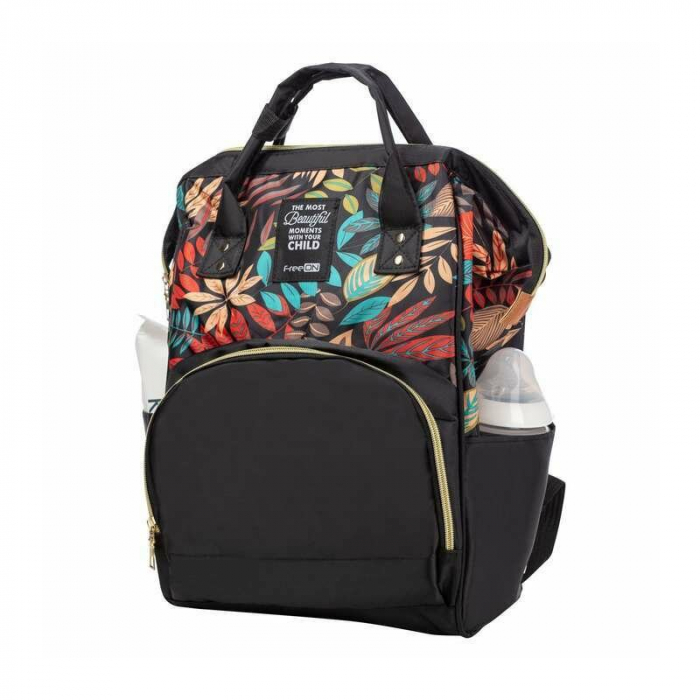 Rucsac pentru mamici, Simply, Cu multiple compartimente, FreeON, 25 x 16 x 40cm, Black [4]