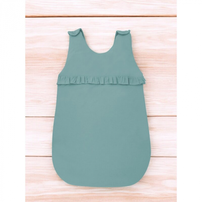 Sac de dormit, MimiNu, Pentru bebelusi, De iarna, Cu volanase, Din bumbac, Cu fermoar lateral, Cu capse pe umar, 70 cm, 0 - 6 luni, 2.5 Tog, Colectia Royal, Nepal Green [2]