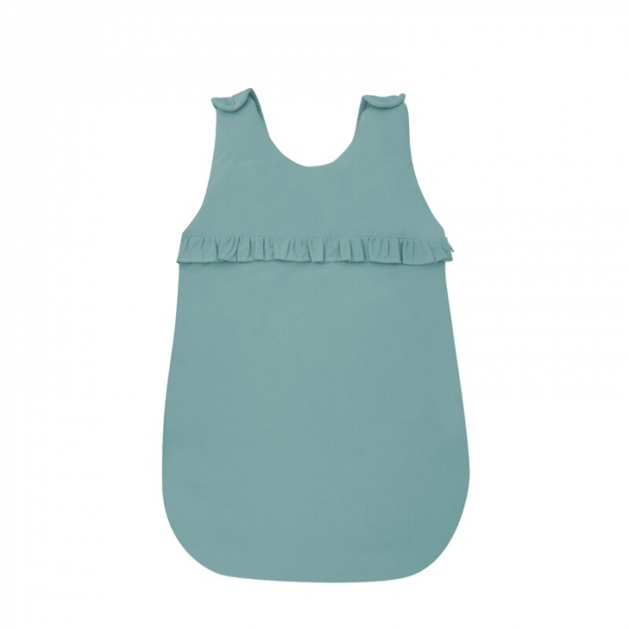 Sac de dormit, MimiNu, Pentru bebelusi, De iarna, Cu volanase, Din bumbac, Cu fermoar lateral, Cu capse pe umar, 70 cm, 0 - 6 luni, 2.5 Tog, Colectia Royal, Nepal Green [1]