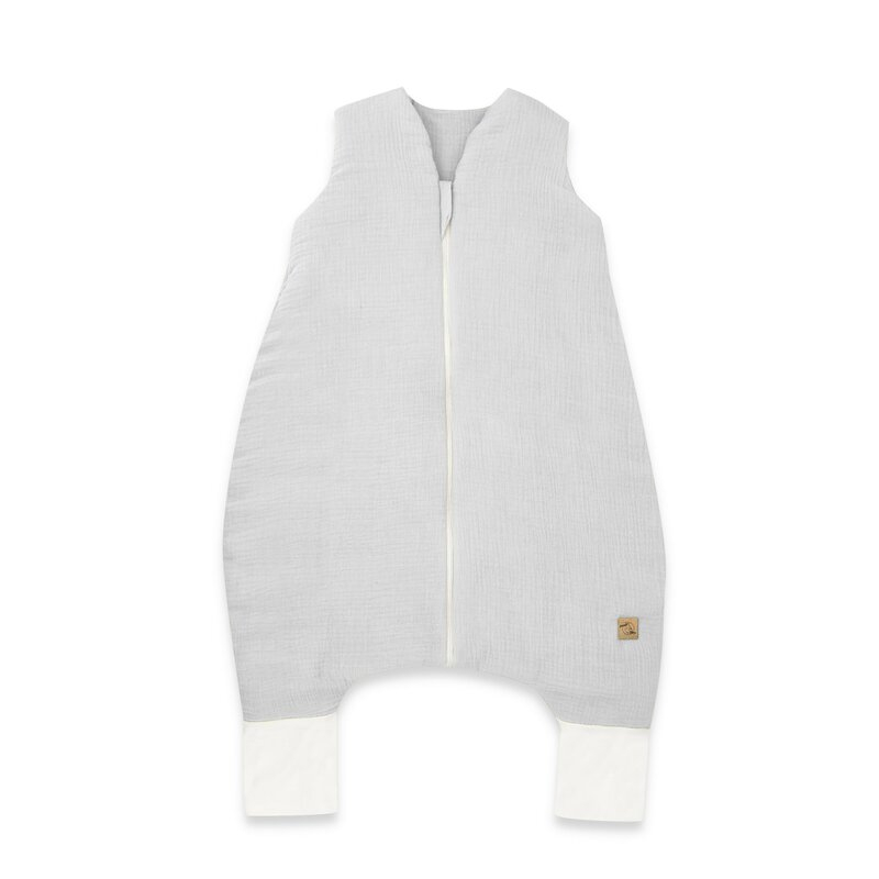 Sac de dormit, Qmini, Cu picioruse, De iarna, Din muselina dubla, Cu fermoar pe mijloc, 90 cm, S, Material certificat Oeko Tex Standard 100, Gray [1]