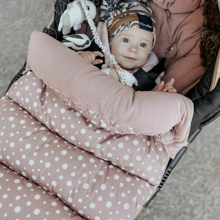 Sac de iarna, FreeON, Pentru carucior, Polar, 100x55 cm, Impermeabil, Cu guler detasabil din blanita, Cu fleece in interior, Pink Dots [2]