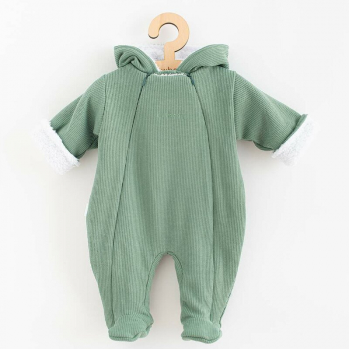 Salopeta de iarna, New Baby, Pentru bebelusi, Cu gluga, Marime 56, Din bumbac si elastan, Cu captuseala din polar, Frosty Mint [1]