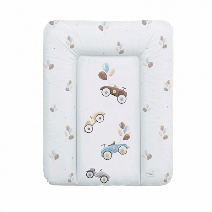Saltea de infasat, Ceba Baby moale Retro Cars, Fara ftalati, 70 x 50 cm, Alb/Bej [1]