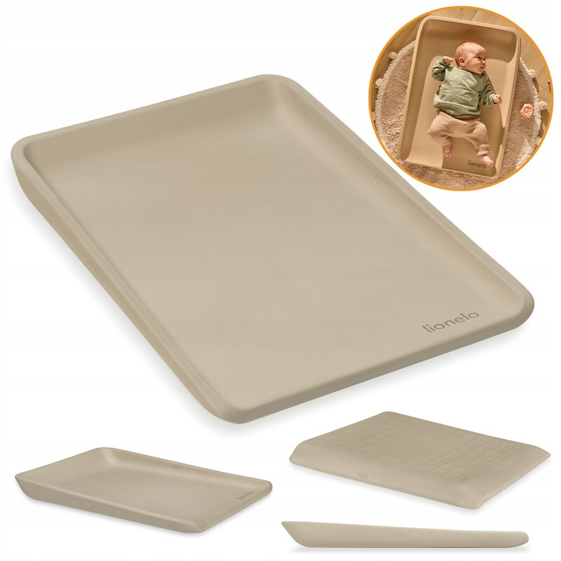 Saltea de infasat, Lionelo, Megs, Moale, Utilizabil si fara husa, Impermeabila, Design ergonomic, 70x49 cm, Fara BPA, Conform cu standardul de securitate EN71-3, 0 luni+, Bej [3]