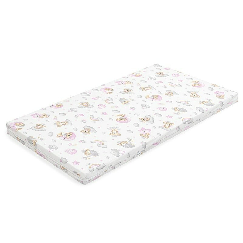 Saltea patut bebe, New Baby, Din spuma, Cu husa detasabila, 120x60x6 cm, 0 luni+, Pink Koala [1]