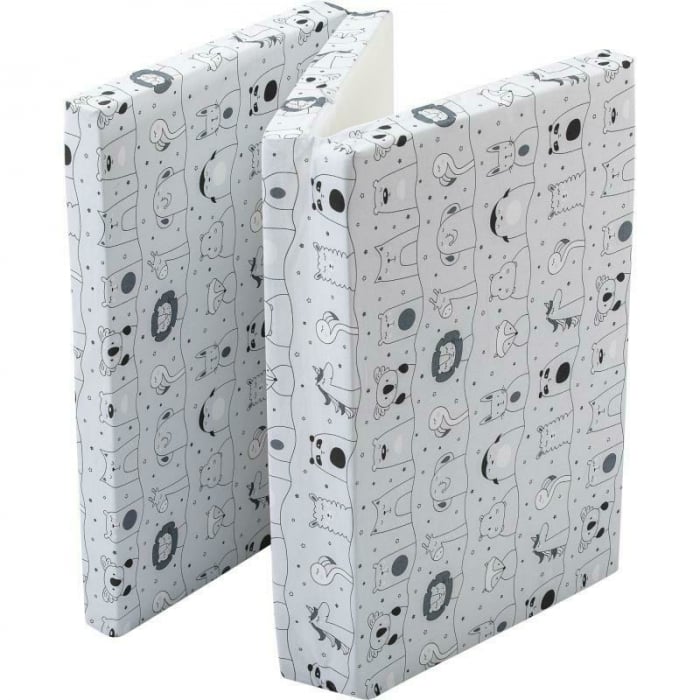 Saltea pliabila, FreeON, Pentru patut, Cu husa detasabila din bumbac, Pentru patut de dimensiunea 120x60 cm, Conform cu standardul european de securitate EN 16890/2021, Animal Kingdom [1]