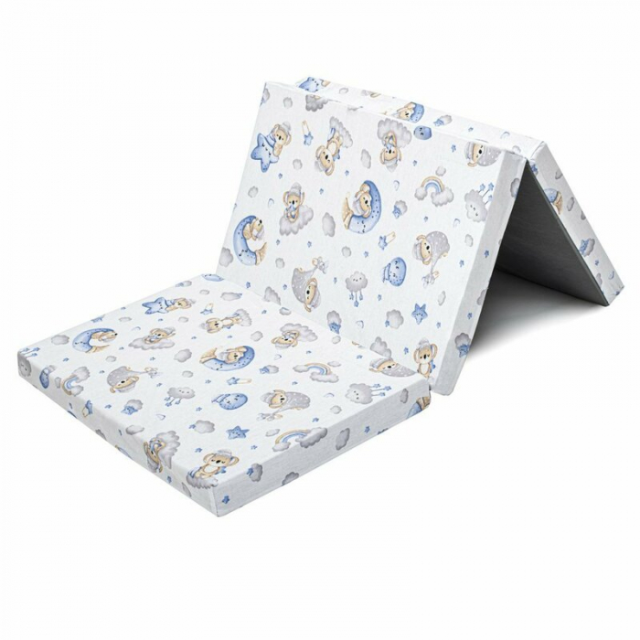 Salteluta pliabila, New Baby, Standard, Pentru patut, Cu geanta de transport inclusa, Cu husa detasabila din bumbac, Din spuma, 120x60x5 cm, 0 luni+, Koala Blue [1]