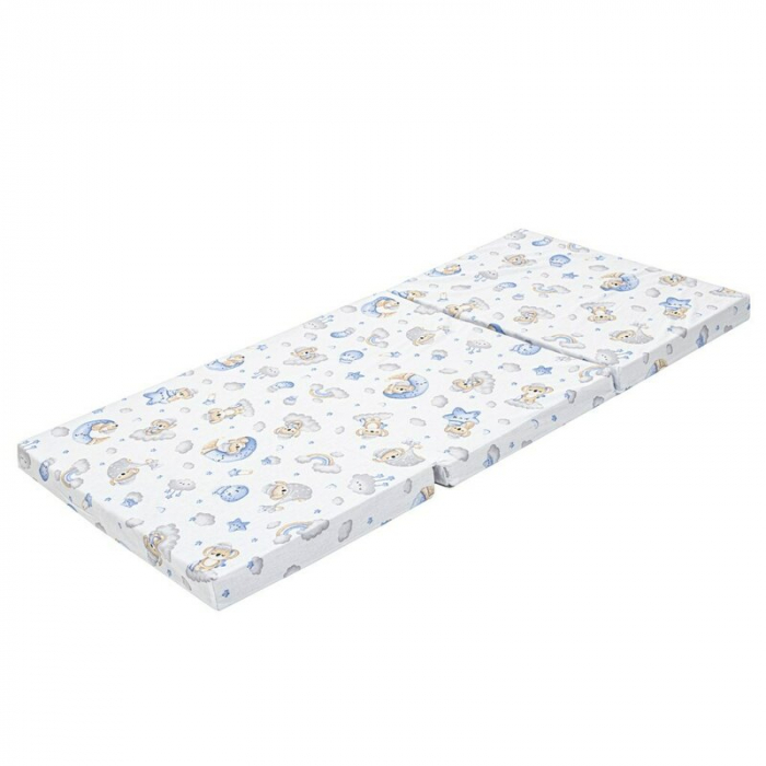 Salteluta pliabila, New Baby, Standard, Pentru patut, Cu geanta de transport inclusa, Cu husa detasabila din bumbac, Din spuma, 120x60x5 cm, 0 luni+, Koala Blue [2]