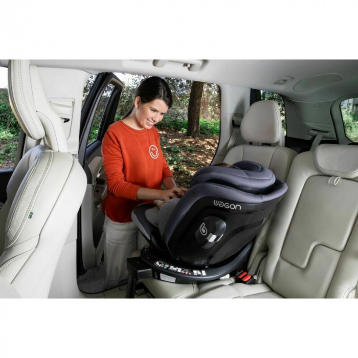 Scaun auto, Be Cool, Wagon I-Size, Rotire 360 grade, 40 - 150 cm, 0 - 36 kg, Cu Isofix si picior stabilizator, Cu protectie laterala de siguranta, Conform cu standardul european de securitate ECE R129 [6]
