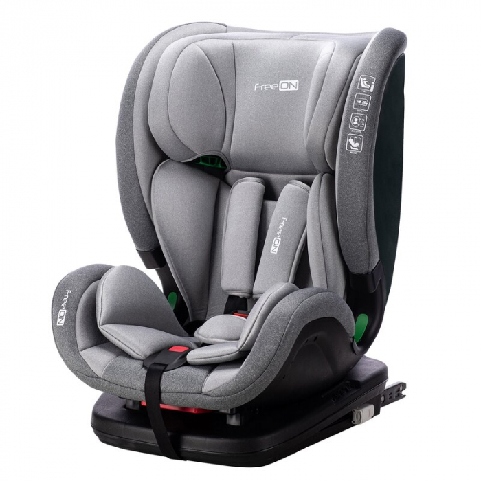 Scaun auto, FreeON, Trex, Pentru copii, I-Size, 76 - 150 cm, Tehnologie Isofix + Top Tether, Spatar si tetiera reglabile, Conform ECE R129, Grey [1]