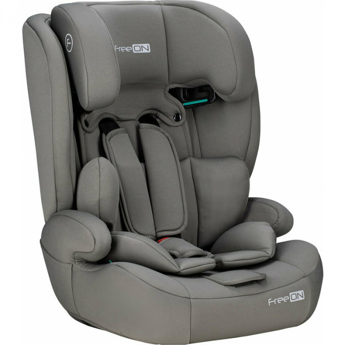 Scaun auto, FreeON, Uran, Pentru copii, I-Size, 76 - 150 cm/ 1 - 12 ani, Cu tetiera reglabila in 14 pozitii, Conform cu standardul european de securitate ECE R129, Khaki Grey [12]