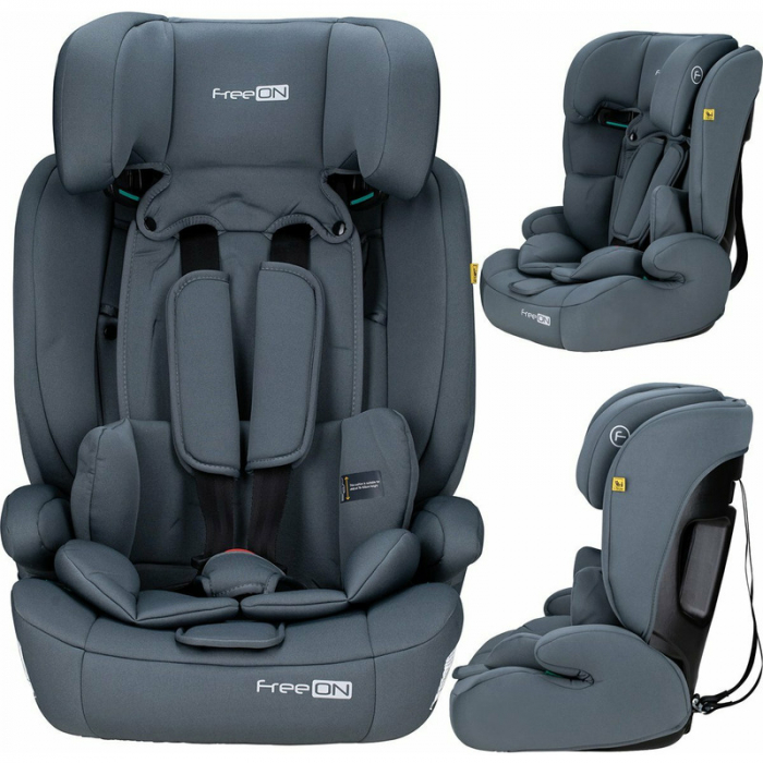 Scaun auto, FreeON, Uran, Pentru copii, I-Size, 76 - 150 cm/ 1 - 12 ani, Cu tetiera reglabila in 14 pozitii, Conform cu standardul european de securitate ECE R129, Dark Grey [2]