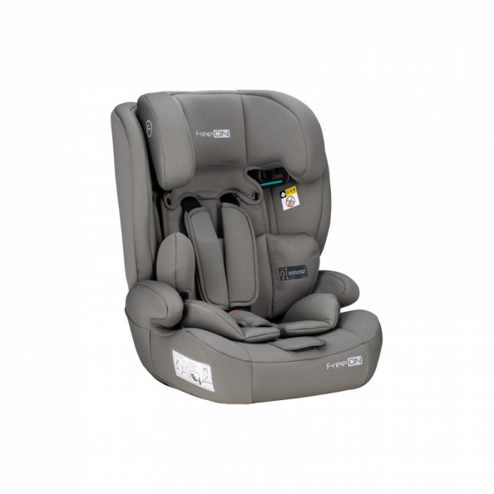 Scaun auto, FreeON, Uran, Pentru copii, I-Size, 76 - 150 cm/ 1 - 12 ani, Cu tetiera reglabila in 14 pozitii, Conform cu standardul european de securitate ECE R129, Khaki Grey [18]